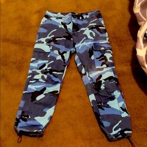 Blue Army print pants
